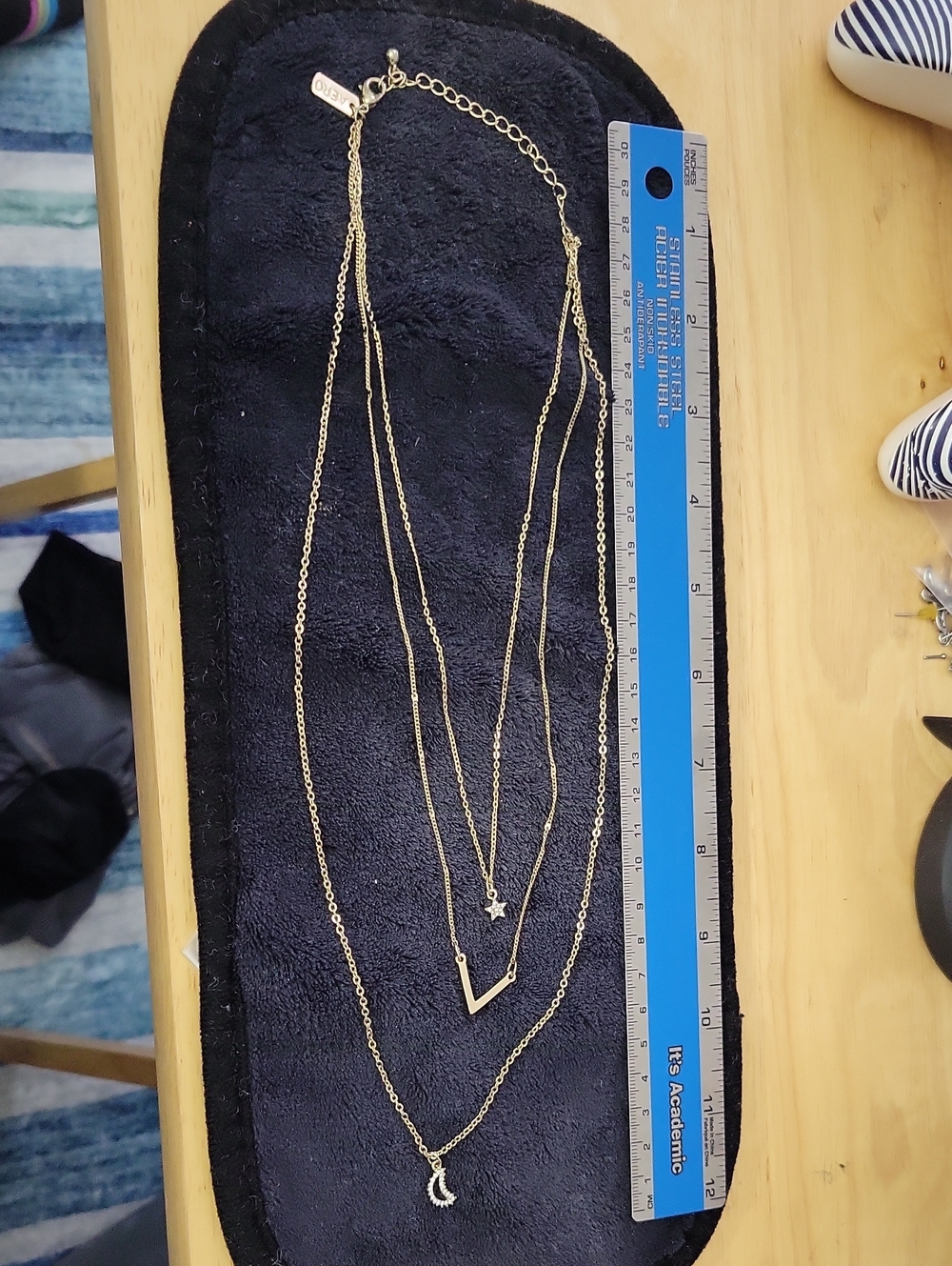 Aeropostale Gold Layered Moon Star V Pendant Necklace